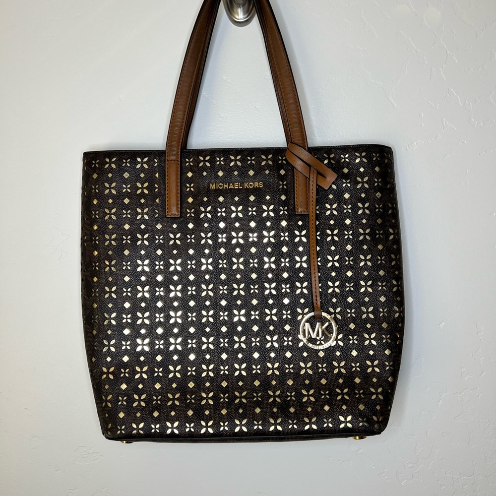 Michael Kors Perforated Tote with Gold Accent